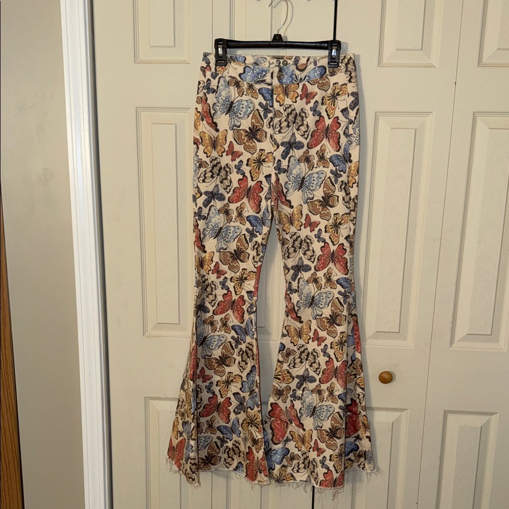 We The Free Colorful Butterfly Flare Pants